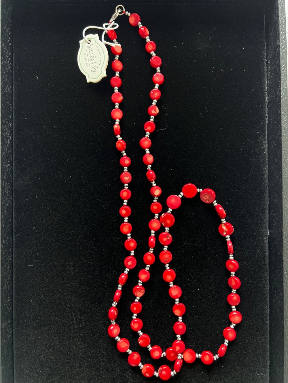 🪸 Raven + Lily Red Coral Genuine Gemstone Beaded Necklace with Silver Accents